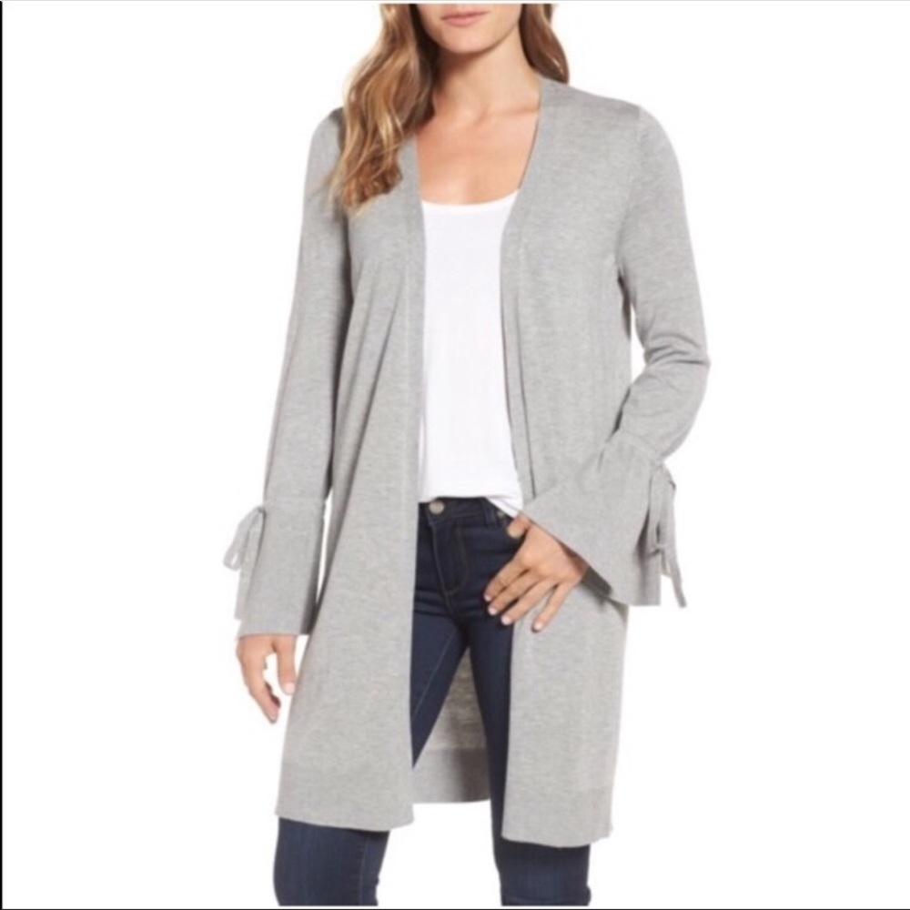 S Halogen lightweight open front long cardigan euc